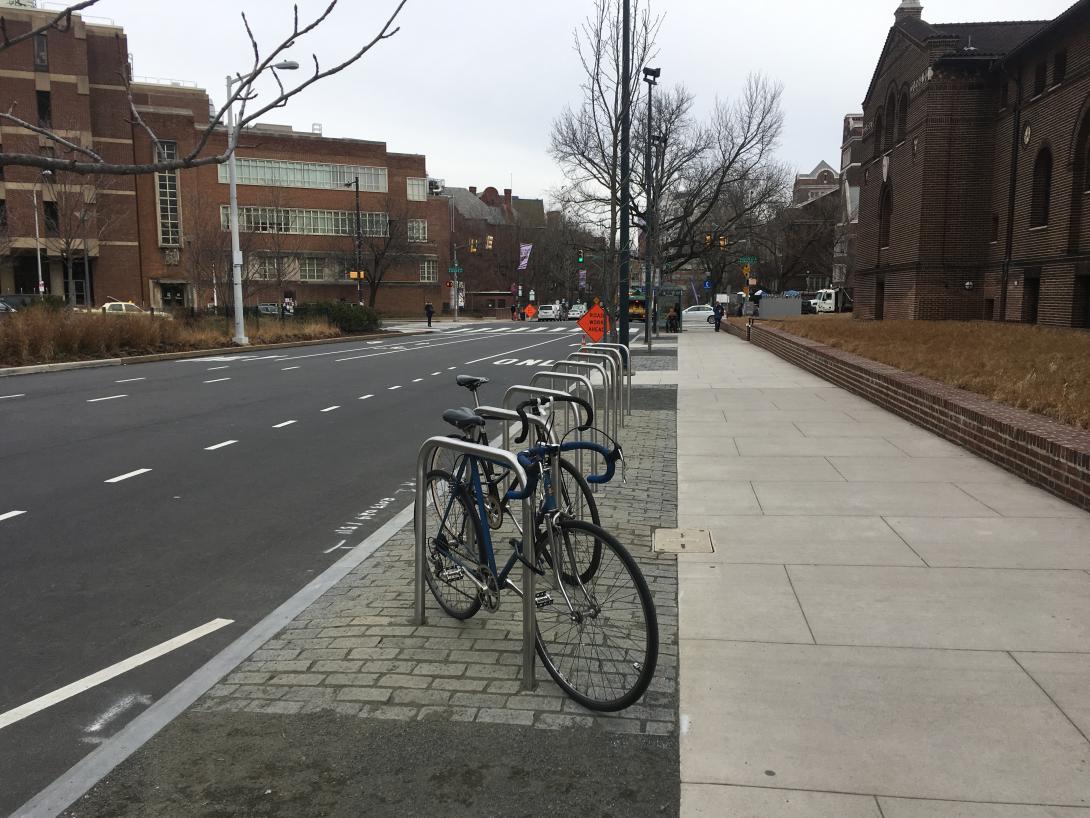 bike rack next to Penn Museum West