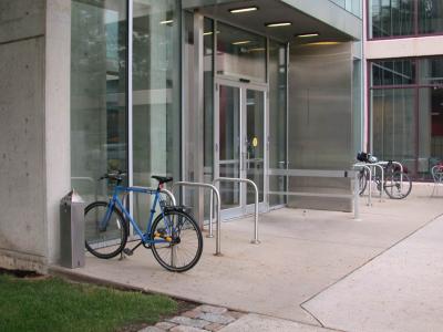 bike rack in front of Left Bank