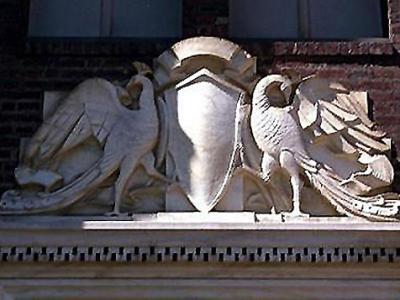 Doorway Lintel statue in the morning light