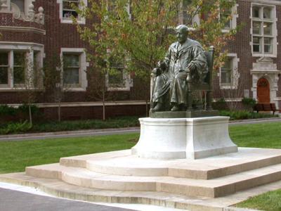 Charles Custis Harrison statue in a courtyard