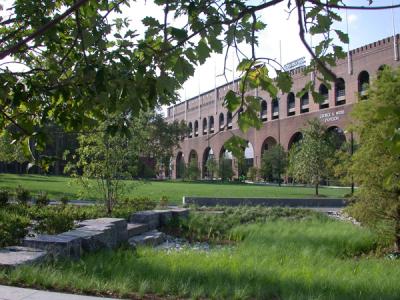 Shoemaker Green view of lawn in front of the building